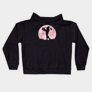 Bigfoot Playing Saxophone Full Moon Kids Hoodie